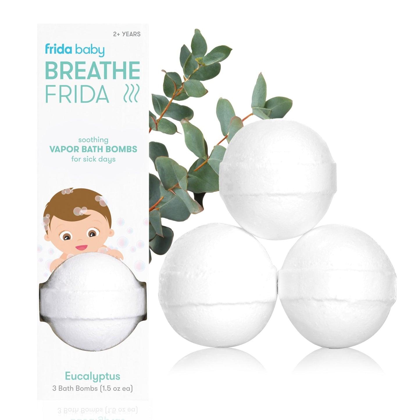 Frida Baby Natural Vapor Bath Bombs for Toddlers & Kids, Eucalyptus Essential Oil Bath Bombs for Aromatherapy, 10 Count - 7DAY'S