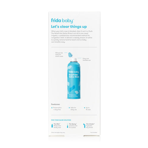 Frida Saline Rinse for Toddler, Kids, Ages 2+, Saline Rinse for Sinus, Instant Congestion Relief & Allergy Relief, Flush Out Allergens, Mucus, Pollen, Dust, Safe for Daily Use - 7DAY'S