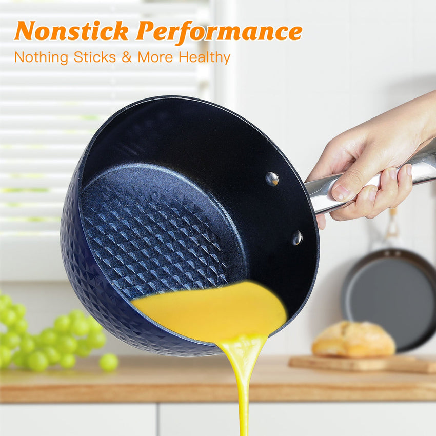 Frying Pan Sets Non Stick 3Pieces Blue 3D Diamond Cookware - 7DAY'S