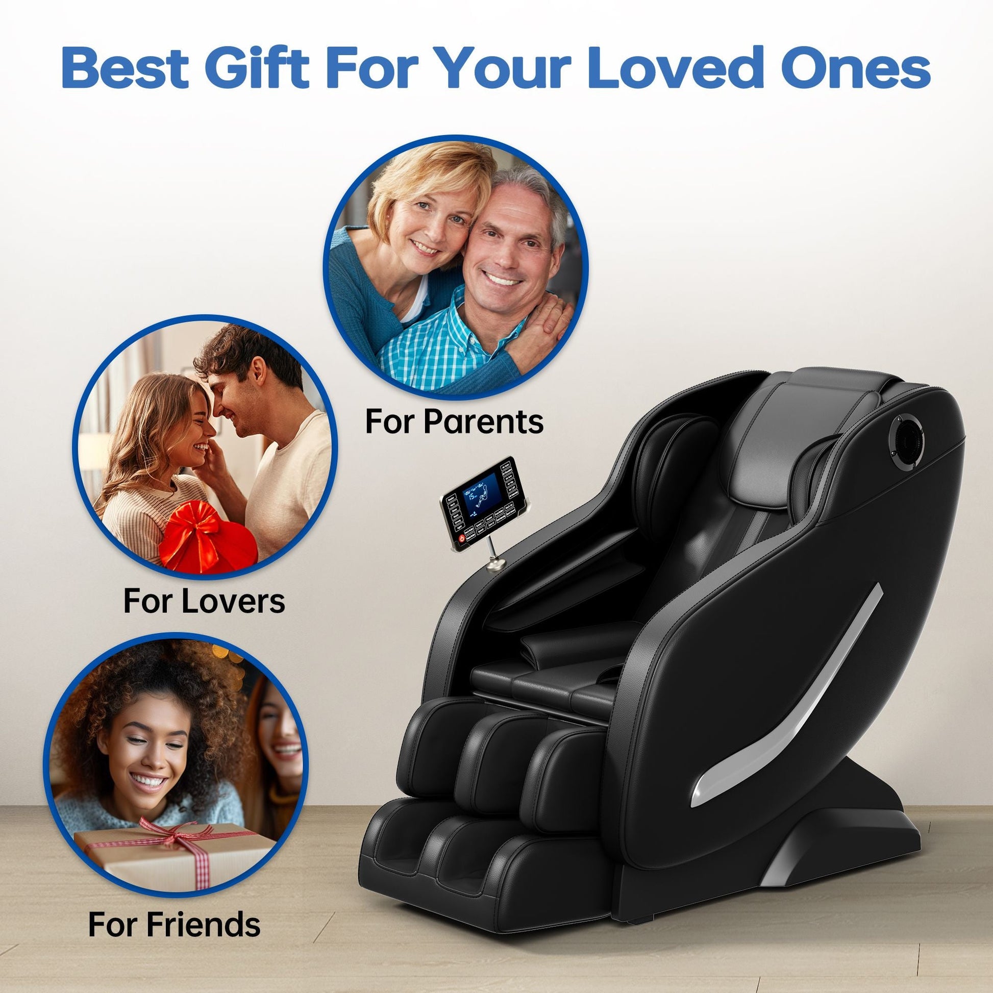 Full Body Massage Chair, Zero Gravity Mode, Deep Tissue Massage Chair, Foot Massage, 8 Fixed Massage Roller, LCD Touch Screen, Waist Heater, Bluetooth - 7DAY'S