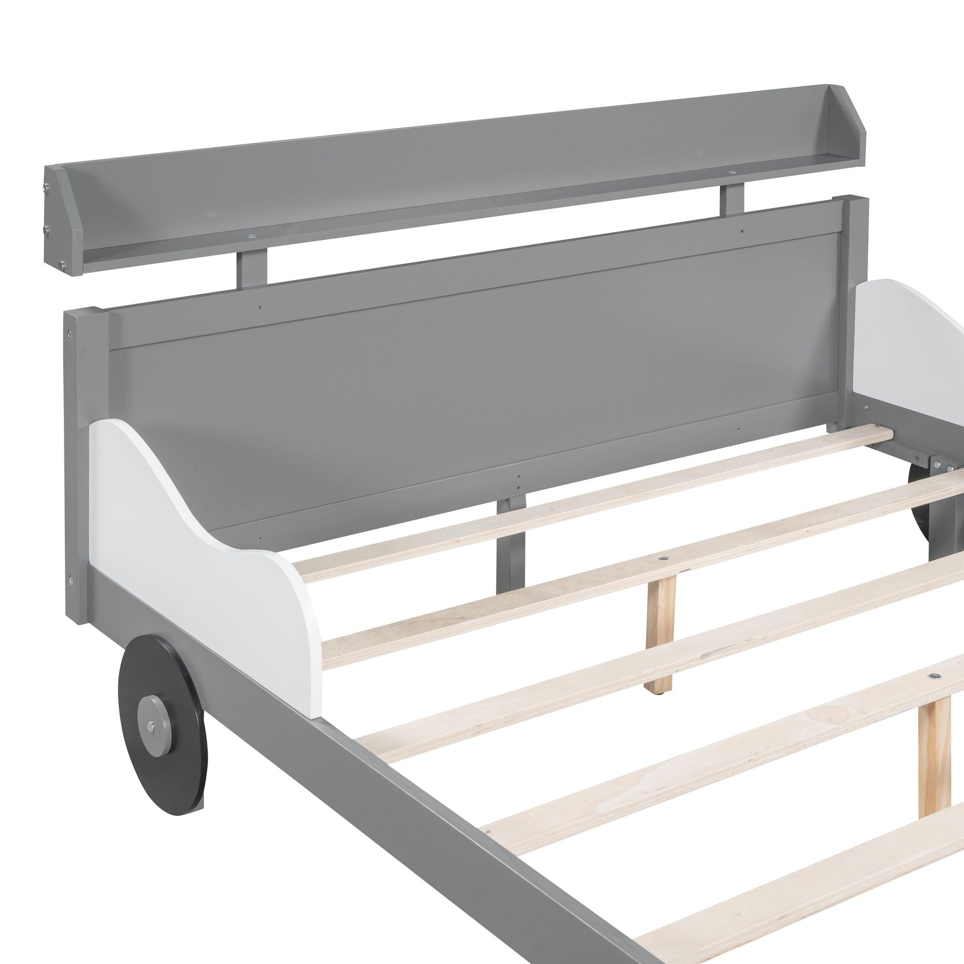 Full Size Car - Shaped Platform Bed,Full Bed with Storage Shelf for Bedroom - 7DAY'S