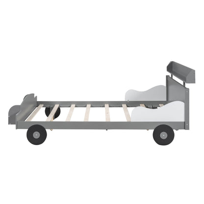 Full Size Car - Shaped Platform Bed,Full Bed with Storage Shelf for Bedroom - 7DAY'S