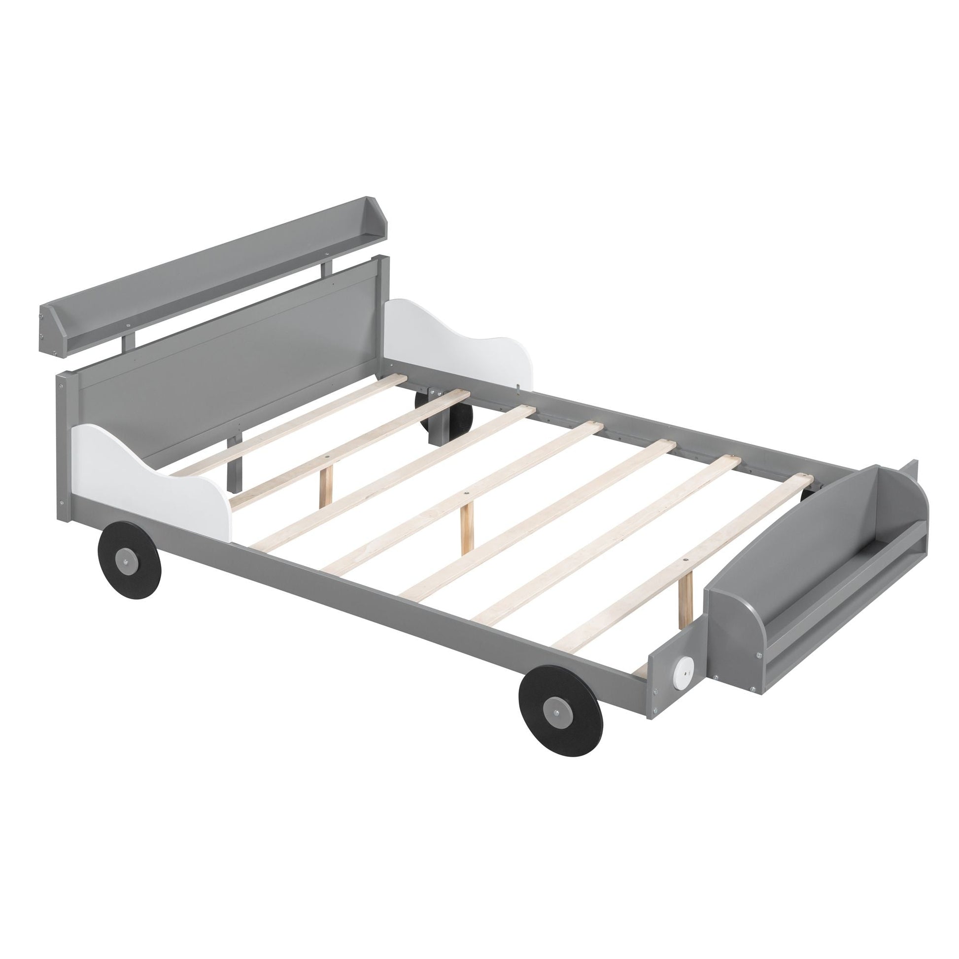 Full Size Car - Shaped Platform Bed,Full Bed with Storage Shelf for Bedroom - 7DAY'S