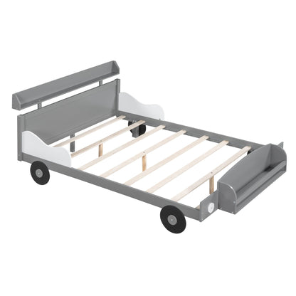 Full Size Car - Shaped Platform Bed,Full Bed with Storage Shelf for Bedroom - 7DAY'S