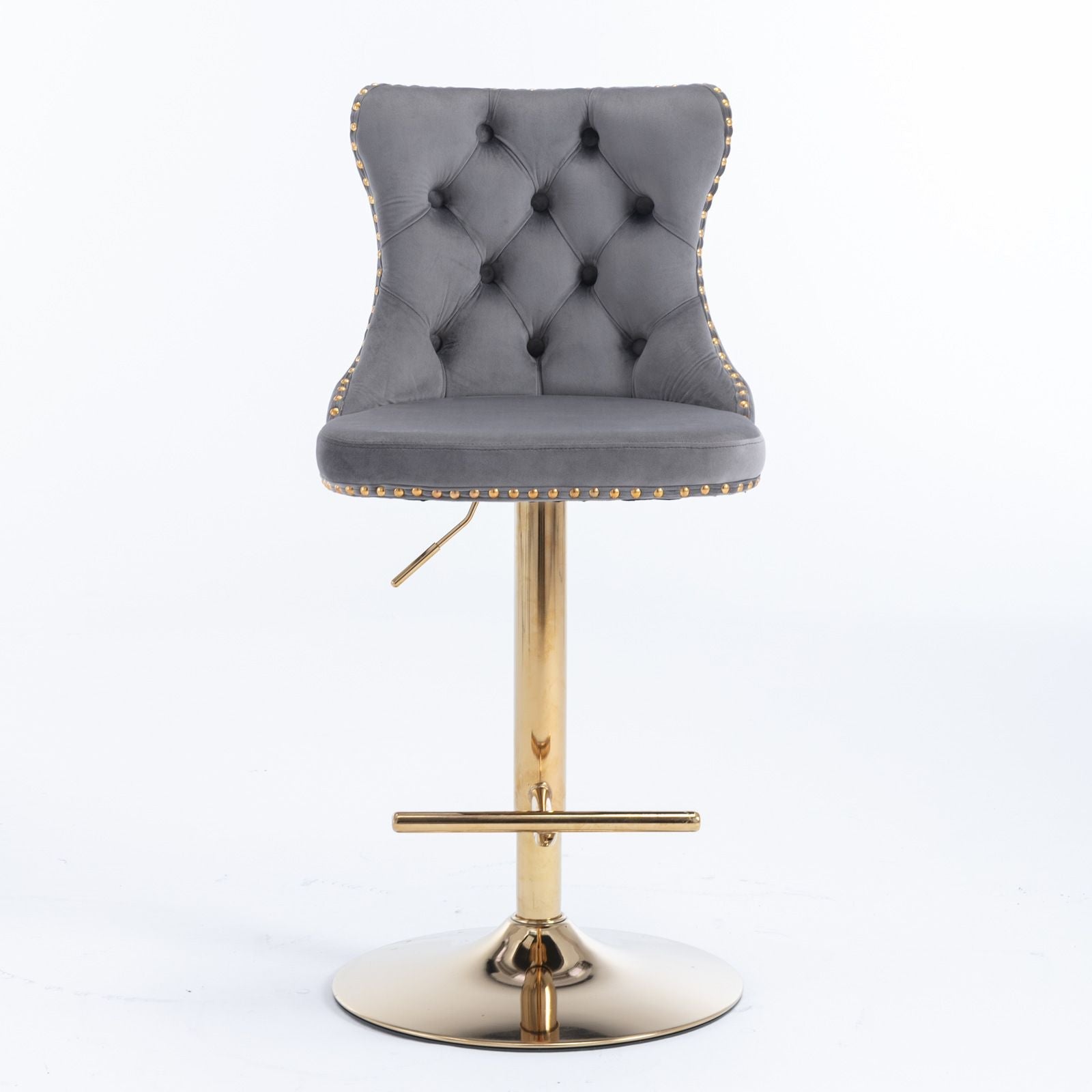 Furniture,Golden Swivel Velvet Barstools Adjusatble Seat Height from 25 - 33 Inch, Modern Upholstered Bar Stools with Backs Comfortable Tufted for Home Pub and Kitchen Island - 7DAY'S