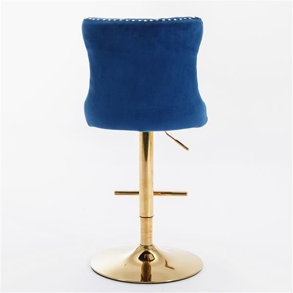 Furniture,Golden Swivel Velvet Barstools Adjusatble Seat Height from 25 - 33 Inch, Modern Upholstered Bar Stools with Backs Comfortable Tufted for Home Pub and Kitchen Island,Blue,Set of 2 - 7DAY'S