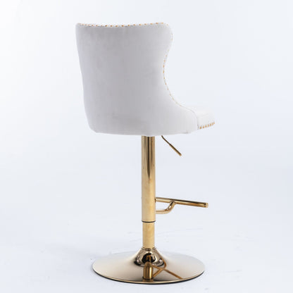 Furniture,Golden Swivel Velvet Barstools Adjusatble Seat Height from 25 - 33 Inch, Modern Upholstered Bar Stools with Backs Comfortable Tufted for Home Pub and Kitchen Island - 7DAY'S