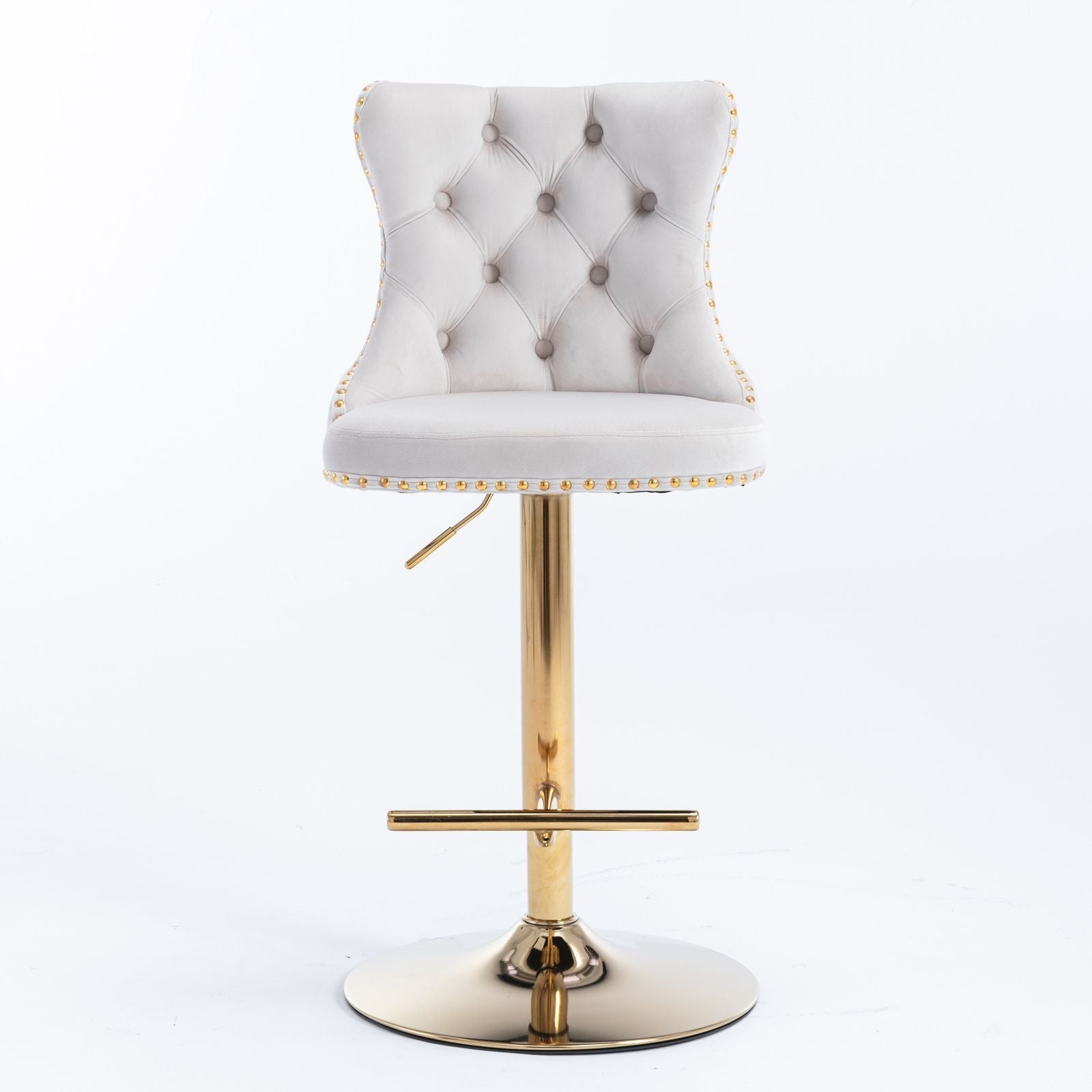 Furniture,Golden Swivel Velvet Barstools Adjusatble Seat Height from 25 - 33 Inch, Modern Upholstered Bar Stools with Backs Comfortable Tufted for Home Pub and Kitchen Island - 7DAY'S