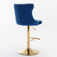 Furniture,Golden Swivel Velvet Barstools Adjusatble Seat Height from 25 - 33 Inch, Modern Upholstered Bar Stools with Backs Comfortable Tufted for Home Pub and Kitchen Island,Blue,Set of 2 - 7DAY'S