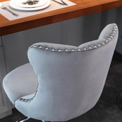 Furniture,Swivel Velvet Barstools Adjusatble Seat Height from 25 - 33 Inch, Modern Upholstered Chrome base Bar Stools with Backs Comfortable Tufted for Home Pub and Kitchen Island(Gray,Set of 2) - 7DAY'S