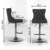 Furniture,Swivel Velvet Barstools Adjusatble Seat Height from 25 - 33 Inch, Modern Upholstered Chrome base Bar Stools with Backs Comfortable Tufted for Home Pub and Kitchen Island(Black,Set of 2) - 7DAY'S