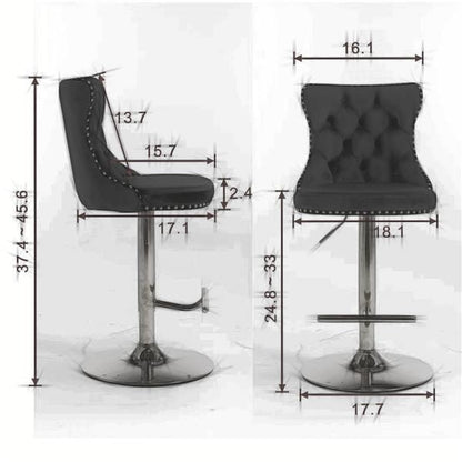 Furniture,Swivel Velvet Barstools Adjusatble Seat Height from 25 - 33 Inch, Modern Upholstered Chrome base Bar Stools with Backs Comfortable Tufted for Home Pub and Kitchen Island(Black,Set of 2) - 7DAY'S