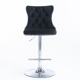 Furniture,Swivel Velvet Barstools Adjusatble Seat Height from 25 - 33 Inch, Modern Upholstered Chrome base Bar Stools with Backs Comfortable Tufted for Home Pub and Kitchen Island(Black,Set of 2) - 7DAY'S