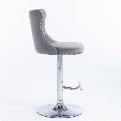 Furniture,Swivel Velvet Barstools Adjusatble Seat Height from 25 - 33 Inch, Modern Upholstered Chrome base Bar Stools with Backs Comfortable Tufted for Home Pub and Kitchen Island(Gray,Set of 2) - 7DAY'S