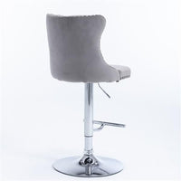 Furniture,Swivel Velvet Barstools Adjusatble Seat Height from 25 - 33 Inch, Modern Upholstered Chrome base Bar Stools with Backs Comfortable Tufted for Home Pub and Kitchen Island(Gray,Set of 2) - 7DAY'S