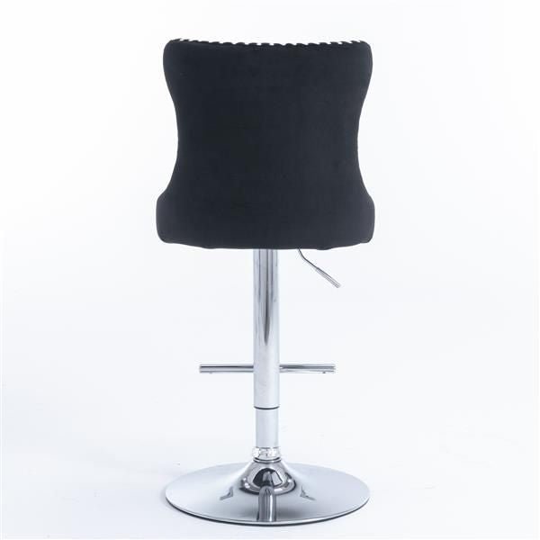 Furniture,Swivel Velvet Barstools Adjusatble Seat Height from 25 - 33 Inch, Modern Upholstered Chrome base Bar Stools with Backs Comfortable Tufted for Home Pub and Kitchen Island(Black,Set of 2) - 7DAY'S