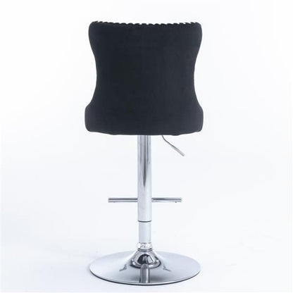 Furniture,Swivel Velvet Barstools Adjusatble Seat Height from 25 - 33 Inch, Modern Upholstered Chrome base Bar Stools with Backs Comfortable Tufted for Home Pub and Kitchen Island(Black,Set of 2) - 7DAY'S