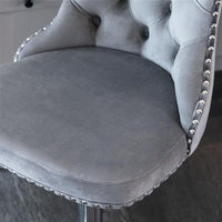Furniture,Swivel Velvet Barstools Adjusatble Seat Height from 25 - 33 Inch, Modern Upholstered Chrome base Bar Stools with Backs Comfortable Tufted for Home Pub and Kitchen Island(Gray,Set of 2) - 7DAY'S
