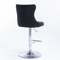 Furniture,Swivel Velvet Barstools Adjusatble Seat Height from 25 - 33 Inch, Modern Upholstered Chrome base Bar Stools with Backs Comfortable Tufted for Home Pub and Kitchen Island(Black,Set of 2) - 7DAY'S