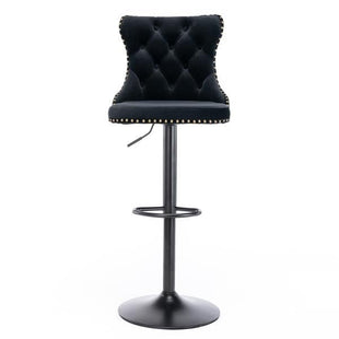 Furniture,Swivel Velvet Barstools Adjusatble Seat Height from 25 - 33 Inch,17.7 inch base, Modern Upholstered Bar Stools with Backs Comfortable Tufted for Home Pub and Kitchen Island,Black,Set of 2 - 7DAY'S