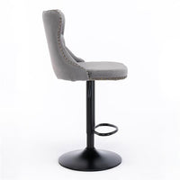 Furniture,Swivel Velvet Barstools Adjusatble Seat Height from 25 - 33 Inch,17.7 inch base, Modern Upholstered Bar Stools with Backs Comfortable Tufted for Home Pub and Kitchen Island,Gray,Set of 2 - 7DAY'S