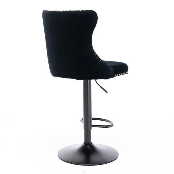 Furniture,Swivel Velvet Barstools Adjusatble Seat Height from 25 - 33 Inch,17.7 inch base, Modern Upholstered Bar Stools with Backs Comfortable Tufted for Home Pub and Kitchen Island,Black,Set of 2 - 7DAY'S