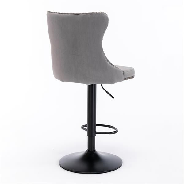 Furniture,Swivel Velvet Barstools Adjusatble Seat Height from 25 - 33 Inch,17.7 inch base, Modern Upholstered Bar Stools with Backs Comfortable Tufted for Home Pub and Kitchen Island,Gray,Set of 2 - 7DAY'S