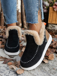 Furry Suede Round Toe Flat Sneakers - 7DAY'S