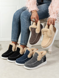 Furry Suede Round Toe Flat Sneakers - 7DAY'S