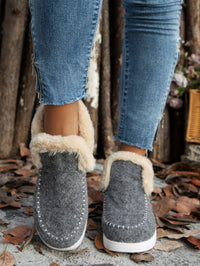 Furry Suede Round Toe Flat Sneakers - 7DAY'S