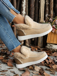 Furry Suede Round Toe Flat Sneakers - 7DAY'S