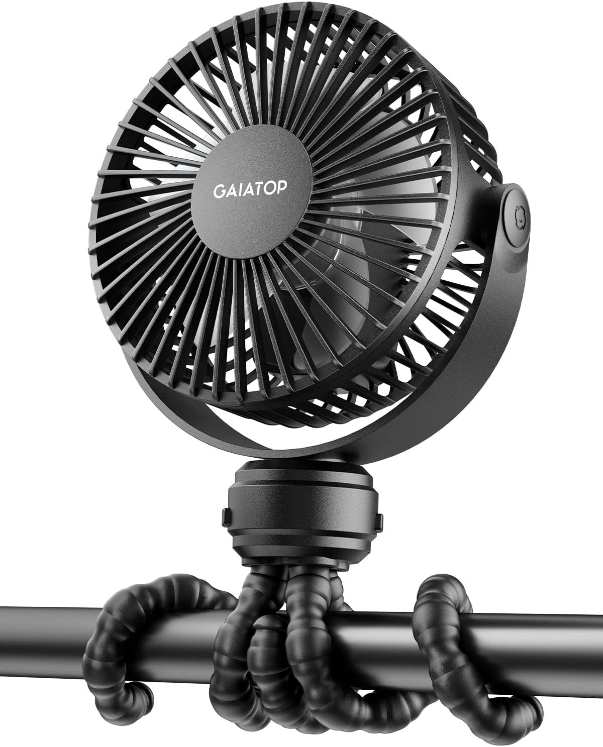 Gaiatop Mini Portable Stroller Fan, Battery Operated Small Clip on, Detachable 3 Speed Rechargeable, 360° Rotate Flexible Tripod Better Cooling for Car Seat Crib Treadmill Travel Black - 7DAY'S