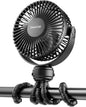 Gaiatop Mini Portable Stroller Fan, Battery Operated Small Clip on, Detachable 3 Speed Rechargeable, 360° Rotate Flexible Tripod Better Cooling for Car Seat Crib Treadmill Travel Black - 7DAY'S