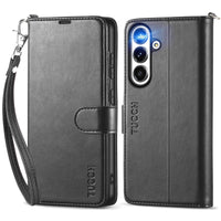 Galaxy S25 Ultra, Kickstand [RFID Blocking] Card Holder, Folio Magnetic PU Leather [TPU Shockproof Interior Case] Protective Folio Cover Compatible with Galaxy S25 Ultra, Black - 7DAY'S