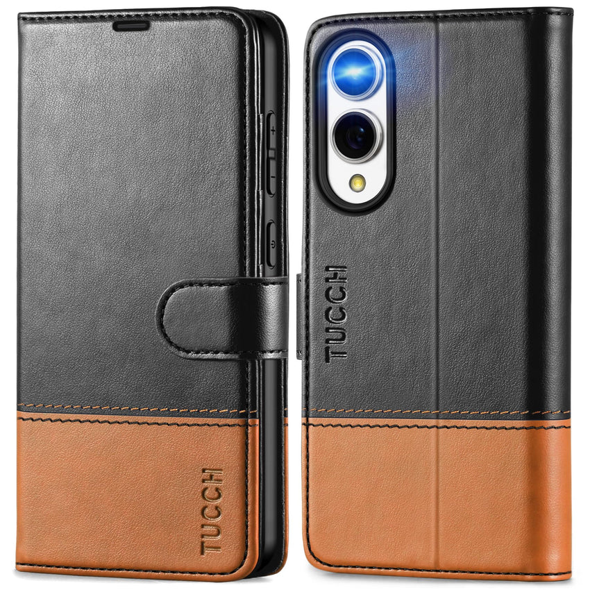 Galaxy S25 Ultra, Kickstand [RFID Blocking] Card Holder, Folio Magnetic PU Leather [TPU Shockproof Interior Case] Protective Folio Cover Compatible with Galaxy S25 Ultra, Black - 7DAY'S