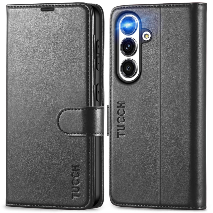 Galaxy S25 Ultra, Kickstand [RFID Blocking] Card Holder, Folio Magnetic PU Leather [TPU Shockproof Interior Case] Protective Folio Cover Compatible with Galaxy S25 Ultra, Black - 7DAY'S
