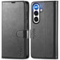 Galaxy S25 Ultra, Kickstand [RFID Blocking] Card Holder, Folio Magnetic PU Leather [TPU Shockproof Interior Case] Protective Folio Cover Compatible with Galaxy S25 Ultra, Black - 7DAY'S