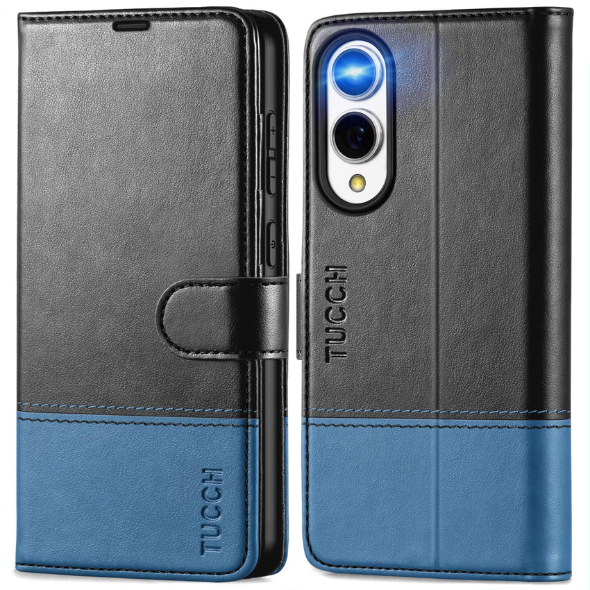 Galaxy S25 Ultra, Kickstand [RFID Blocking] Card Holder, Folio Magnetic PU Leather [TPU Shockproof Interior Case] Protective Folio Cover Compatible with Galaxy S25 Ultra, Black - 7DAY'S