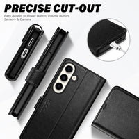 Galaxy S25 Ultra, Kickstand [RFID Blocking] Card Holder, Folio Magnetic PU Leather [TPU Shockproof Interior Case] Protective Folio Cover Compatible with Galaxy S25 Ultra, Black - 7DAY'S
