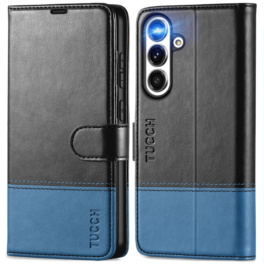 Galaxy S25 Ultra, Kickstand [RFID Blocking] Card Holder, Folio Magnetic PU Leather [TPU Shockproof Interior Case] Protective Folio Cover Compatible with Galaxy S25 Ultra, Black - 7DAY'S