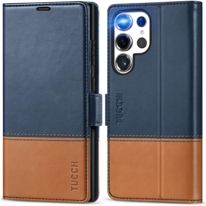 Galaxy S25 Ultra, Kickstand [RFID Blocking] Card Holder, Folio Magnetic PU Leather [TPU Shockproof Interior Case] Protective Folio Cover Compatible with Galaxy S25 Ultra, Black - 7DAY'S