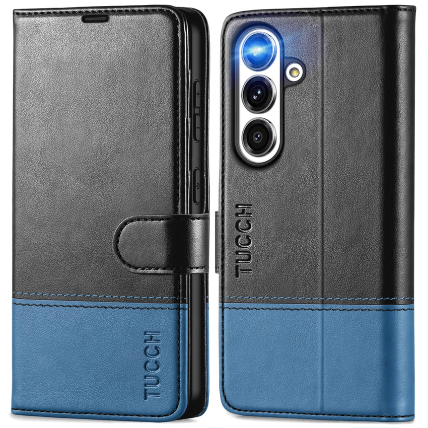 Galaxy S25 Ultra, Kickstand [RFID Blocking] Card Holder, Folio Magnetic PU Leather [TPU Shockproof Interior Case] Protective Folio Cover Compatible with Galaxy S25 Ultra, Black - 7DAY'S