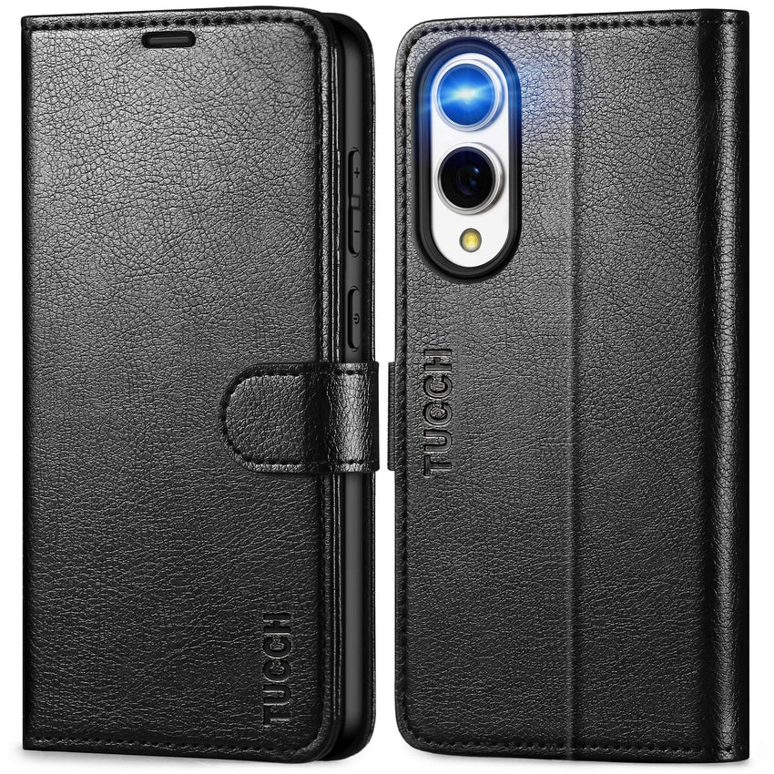 Galaxy S25 Ultra, Kickstand [RFID Blocking] Card Holder, Folio Magnetic PU Leather [TPU Shockproof Interior Case] Protective Folio Cover Compatible with Galaxy S25 Ultra, Black - 7DAY'S