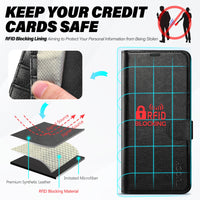 Galaxy S25 Ultra, Kickstand [RFID Blocking] Card Holder, Folio Magnetic PU Leather [TPU Shockproof Interior Case] Protective Folio Cover Compatible with Galaxy S25 Ultra, Black - 7DAY'S