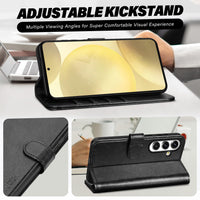 Galaxy S25 Ultra, Kickstand [RFID Blocking] Card Holder, Folio Magnetic PU Leather [TPU Shockproof Interior Case] Protective Folio Cover Compatible with Galaxy S25 Ultra, Black - 7DAY'S