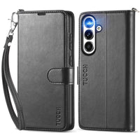 Galaxy S25 Ultra, Kickstand [RFID Blocking] Card Holder, Folio Magnetic PU Leather [TPU Shockproof Interior Case] Protective Folio Cover Compatible with Galaxy S25 Ultra, Black - 7DAY'S