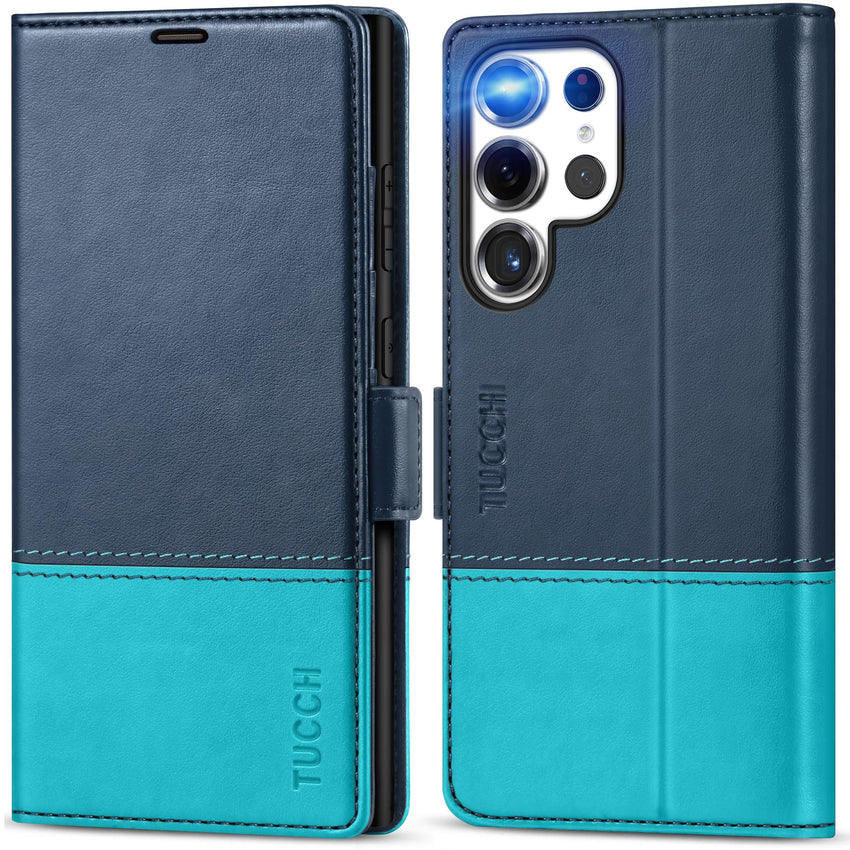 Galaxy S25 Ultra, Kickstand [RFID Blocking] Card Holder, Folio Magnetic PU Leather [TPU Shockproof Interior Case] Protective Folio Cover Compatible with Galaxy S25 Ultra, Black - 7DAY'S