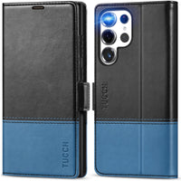 Galaxy S25 Ultra, Kickstand [RFID Blocking] Card Holder, Folio Magnetic PU Leather [TPU Shockproof Interior Case] Protective Folio Cover Compatible with Galaxy S25 Ultra, Black - 7DAY'S