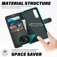 Galaxy S25 Ultra, Kickstand [RFID Blocking] Card Holder, Folio Magnetic PU Leather [TPU Shockproof Interior Case] Protective Folio Cover Compatible with Galaxy S25 Ultra, Black - 7DAY'S
