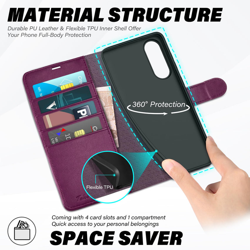 Galaxy S25 Ultra, Kickstand [RFID Blocking] Card Holder, Folio Magnetic PU Leather [TPU Shockproof Interior Case] Protective Folio Cover Compatible with Galaxy S25 Ultra, Black - 7DAY'S